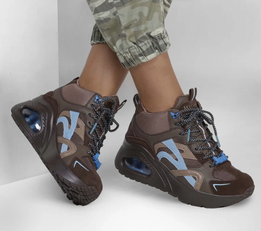 SKECHERS Women's Uno Hi - Avani Sneakers in Brown & Blue | Casual Comfort Shoes