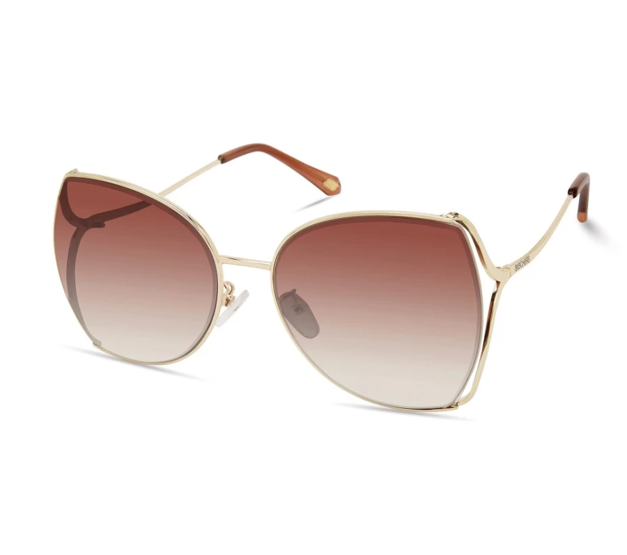 SKECHERS Women's Gold Butterfly Metal Frame Sunglasses - Stylish Modified Design