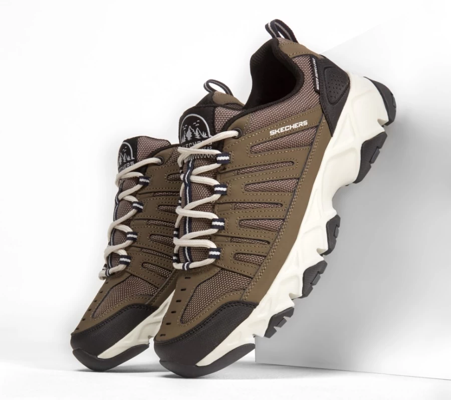 SKECHERS Men's Relaxed Fit Crossbar Sneakers in Brown - Stilholt Style