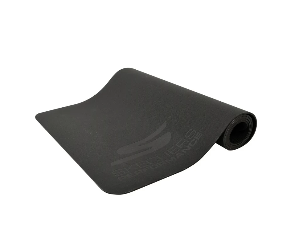 SKECHERS Men's Black Premium Rubber Fitness & Yoga Mat for Non-Slip Workouts