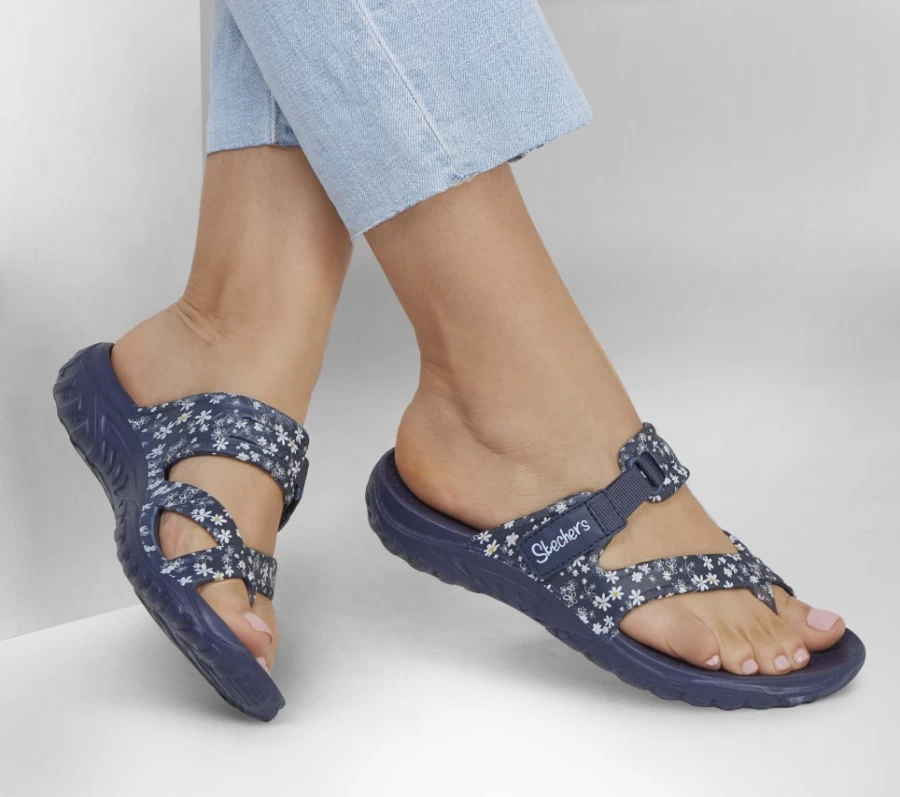 SKECHERS Women's Foamies Reggae - Stay Daisy Slip-On Sneakers in Navy