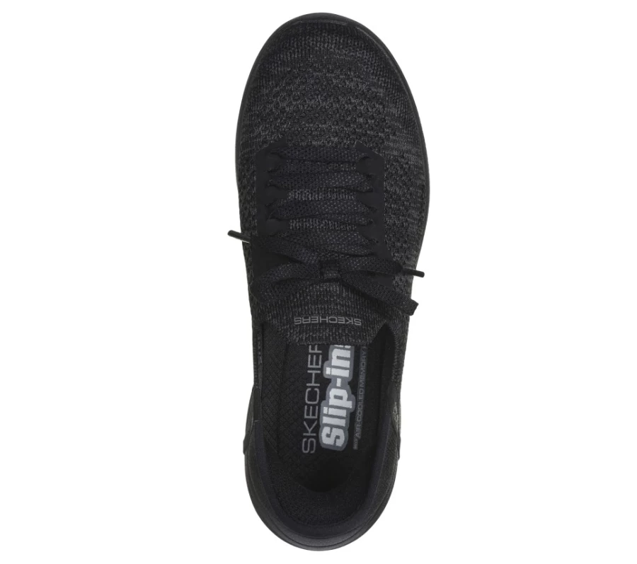SKECHERS Women's Slip-On Sneakers in Black & Gray - Lightweight Slip-Ins for Easy On/Off - Comfortable Walking Shoes