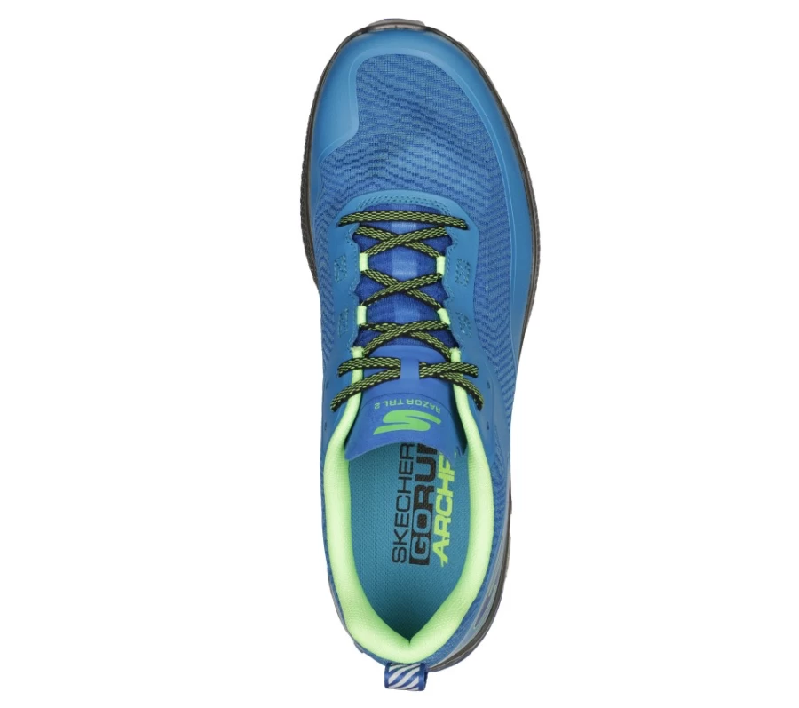 SKECHERS Men's Go Run Razor Trail 2 Running Shoes - Blue/Green, Lightweight Trail Runners for Men