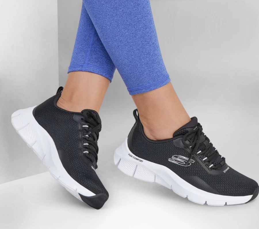 SKECHERS Women's Flex Comfort - Fresh Energy Sneakers in Black & White