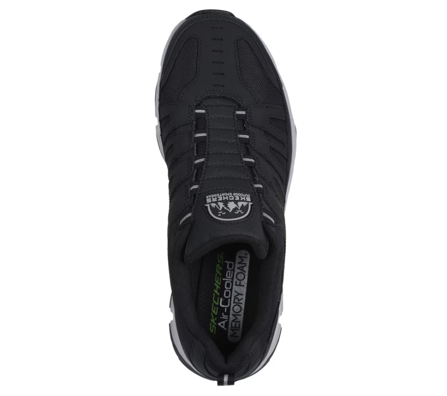 SKECHERS Men's Relaxed Fit Crossbar Sneakers in Black & Gray - Cedar Comfort Casual Shoes