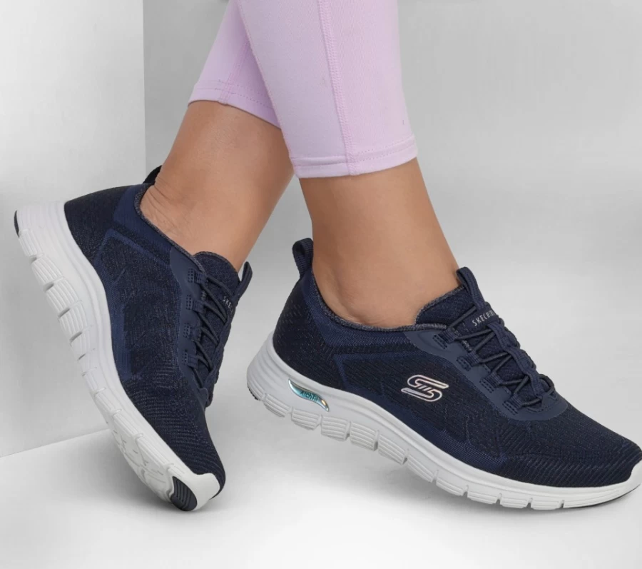 SKECHERS Women's Arch Fit Vista - Gleaming Sneakers in Navy