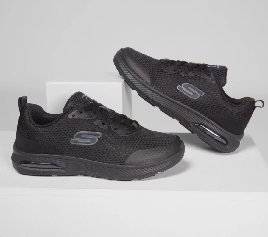 SKECHERS Women's Dynaair Sr Relaxed Fit Sneakers in Black - Comfortable Casual Shoes
