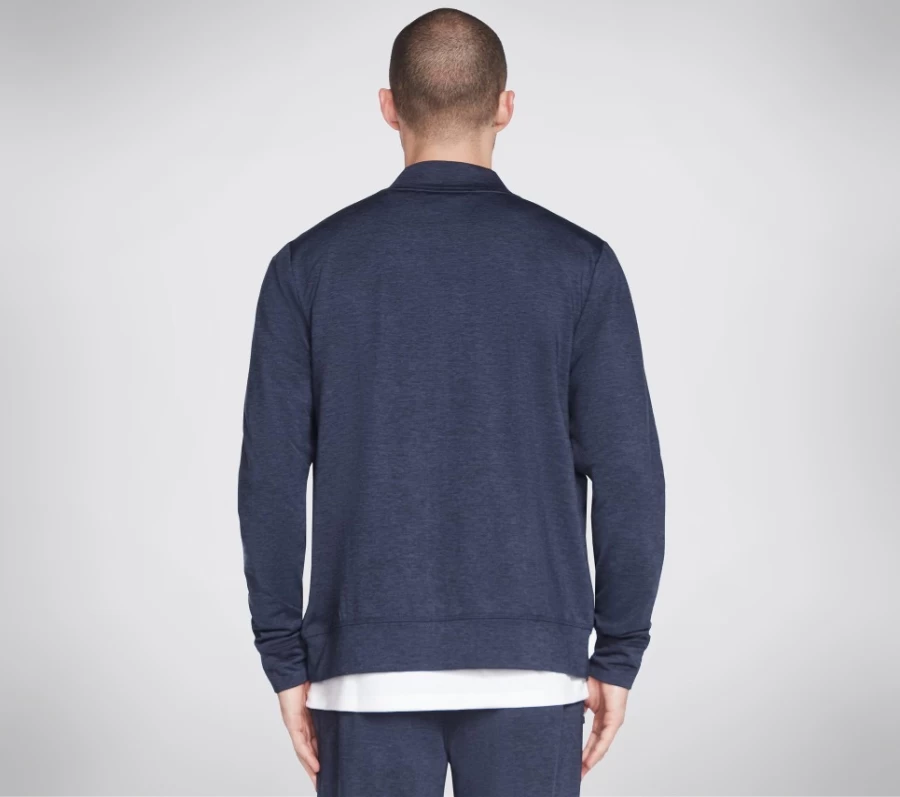 SKECHERS Men's Ultra Go Lightweight Jacket - Navy Blue Hoodless Pullover for Active Wear