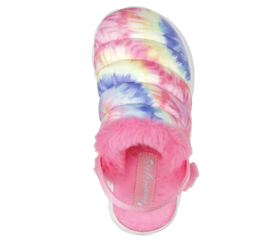 SKECHERS Kids Pink Multi Heart Lights Sandals - Groovy Light-Up Shoes for Girls