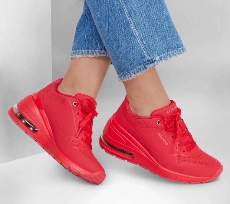 SKECHERS Women's Million Air - Elevated Air Sneakers in Red for Comfort & Style