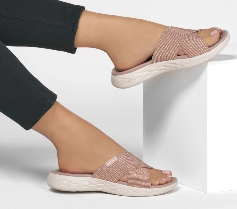 SKECHERS Women's On-The-Go 600 Sneakers in Rose Gold - Lightweight Comfort Walking Shoes