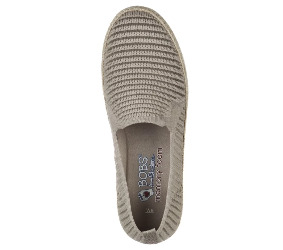 SKECHERS Women's Bobs Flexpadrille 3.0 Slip-On Sneakers in Taupe - Comfortable Pastel Sky Casual Shoes