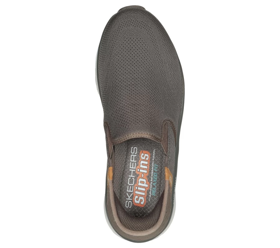 SKECHERS Men's D'Lux Walker Orford Slip-On Shoes in Brown