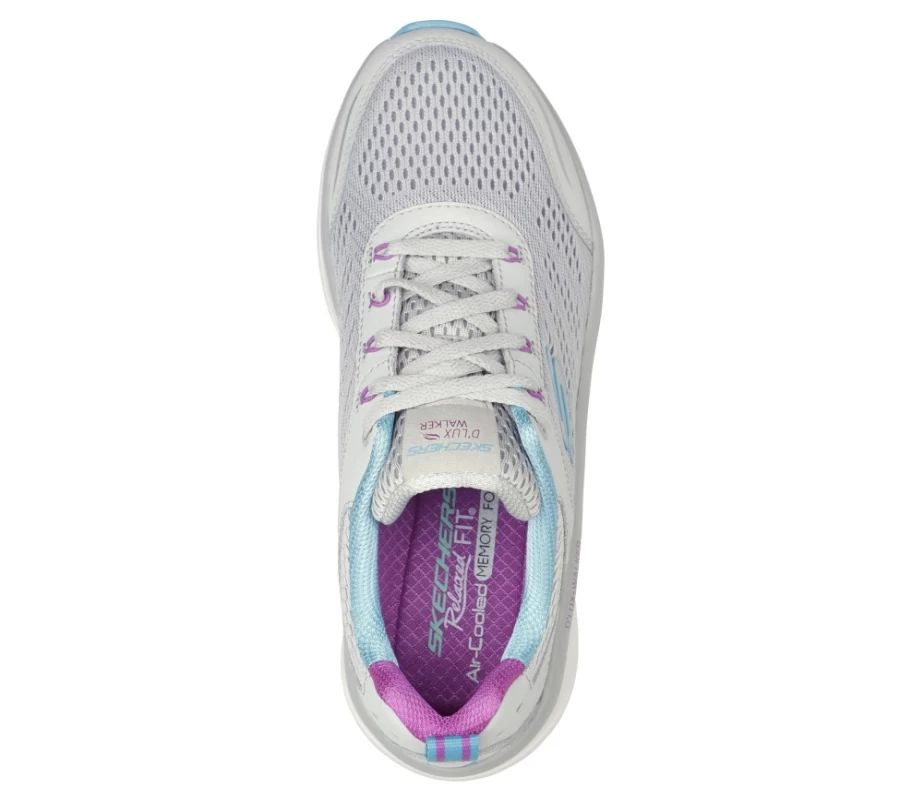 SKECHERS Women's D'Lux Walker Infinite Motion Light Gray Multi Relaxed Fit Walking Shoes