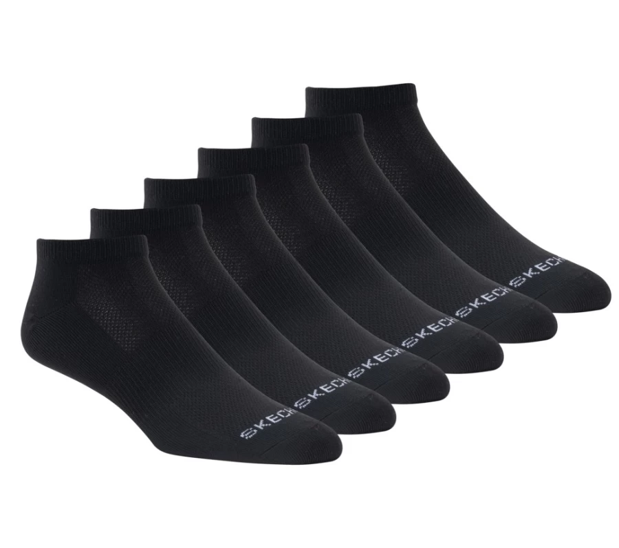 SKECHERS Women's Black Low Cut Stripe Athletic Socks 6-Pack