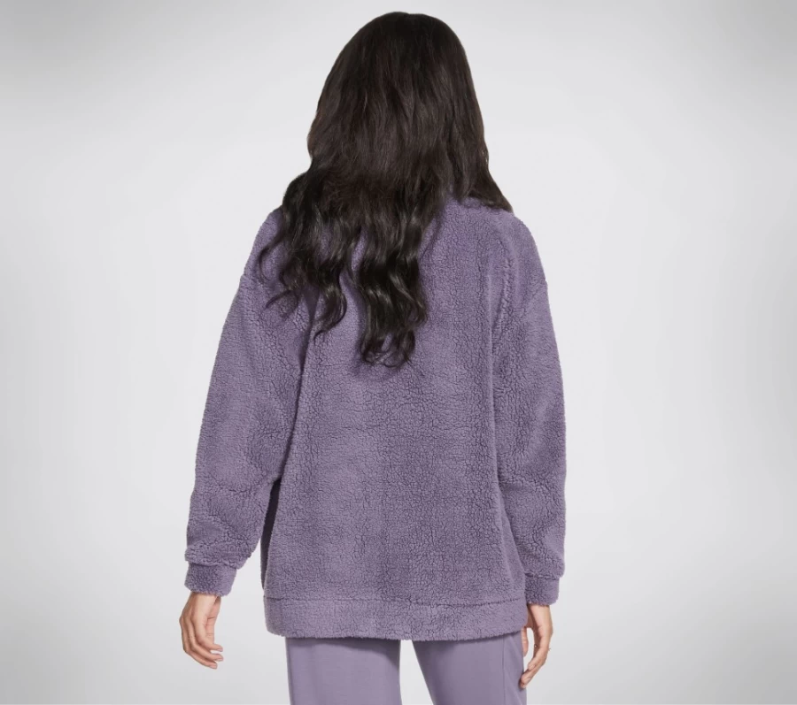 SKECHERS Women's Go Lounge Downtime Jacket in Gray & Purple - Lightweight Comfortable Outerwear