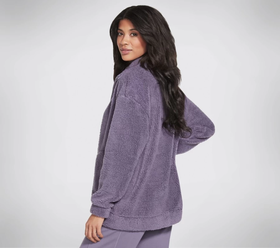SKECHERS Women's Go Lounge Downtime Jacket in Gray & Purple - Lightweight Comfortable Outerwear
