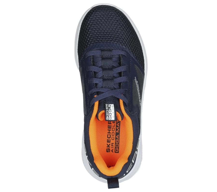 SKECHERS Kids Go Run Elevate - Cipher Sneakers in Navy/Orange for Active Children