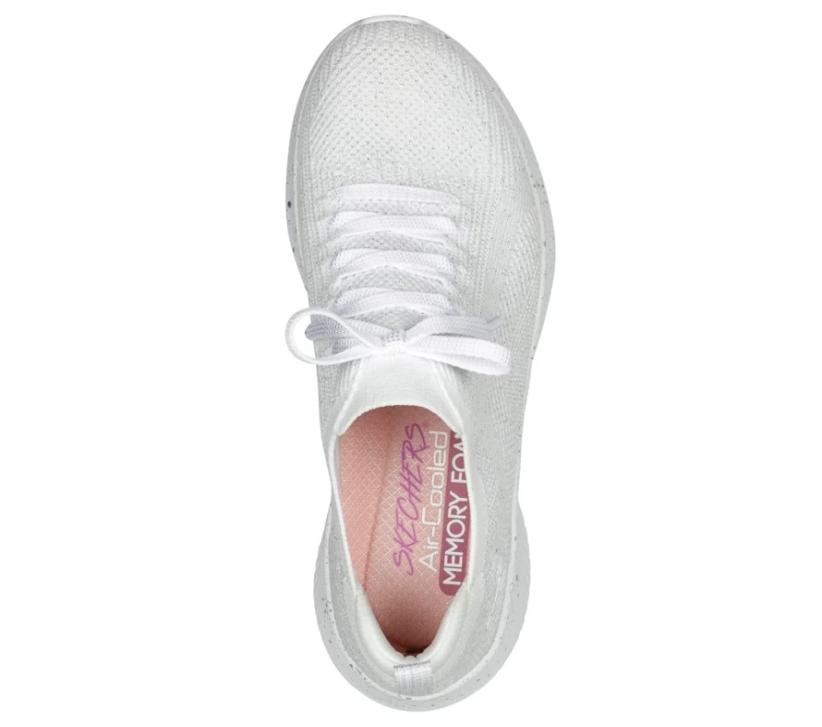 SKECHERS Women's Ultra Flex 3.0 White Silver Athletic Dance Sneakers