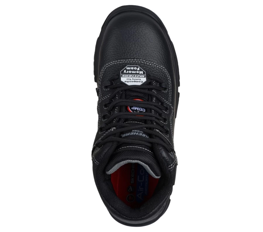 SKECHERS Men's Burgin - Sosder Composite Toe Work Shoe in Black, Relaxed Fit for Comfort & Safety