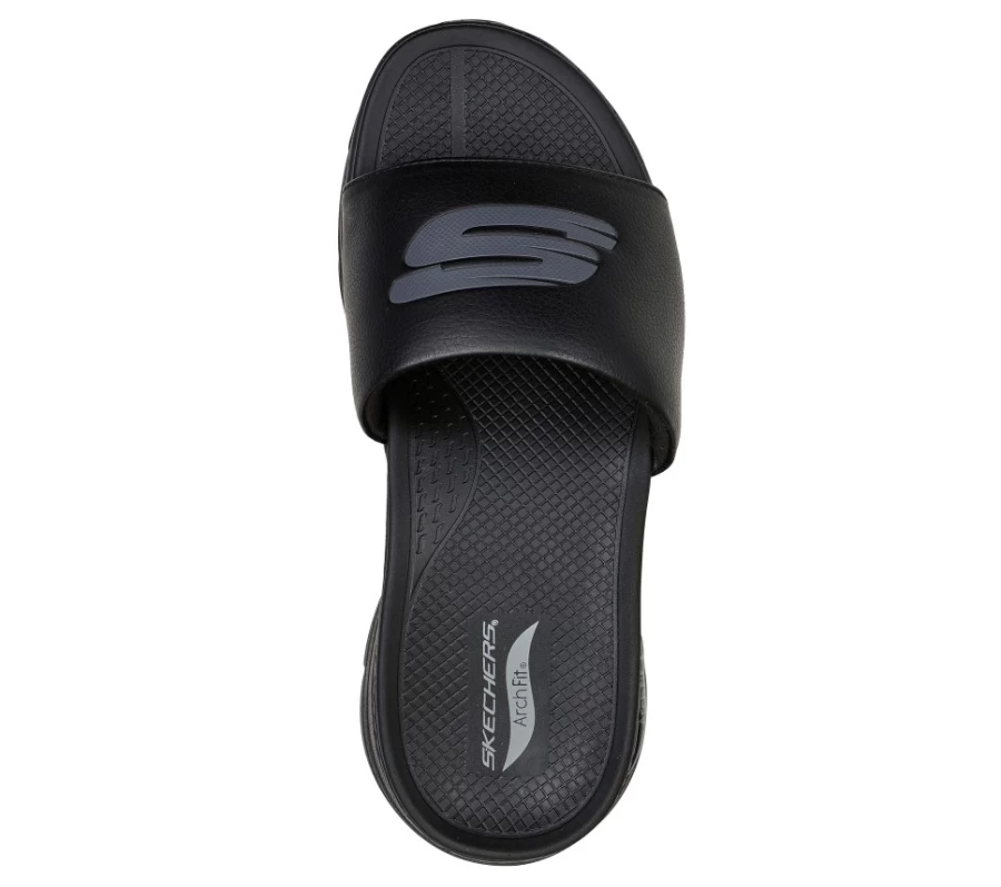 SKECHERS Men's Arch Fit Comfort Sandals - Black Slip-On Walking Shoes for Support & Cushioning