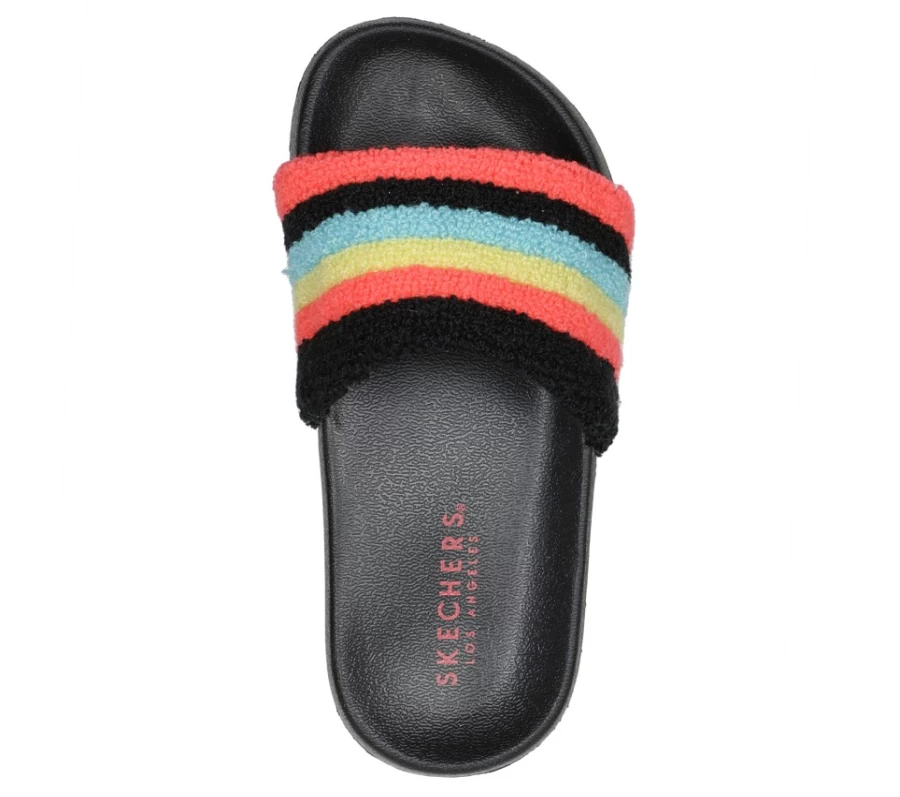 SKECHERS Kids' Sunny Slides - Black & Multi Stripe Brights Sandals