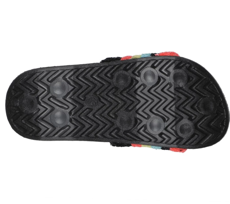 SKECHERS Kids' Sunny Slides - Black & Multi Stripe Brights Sandals