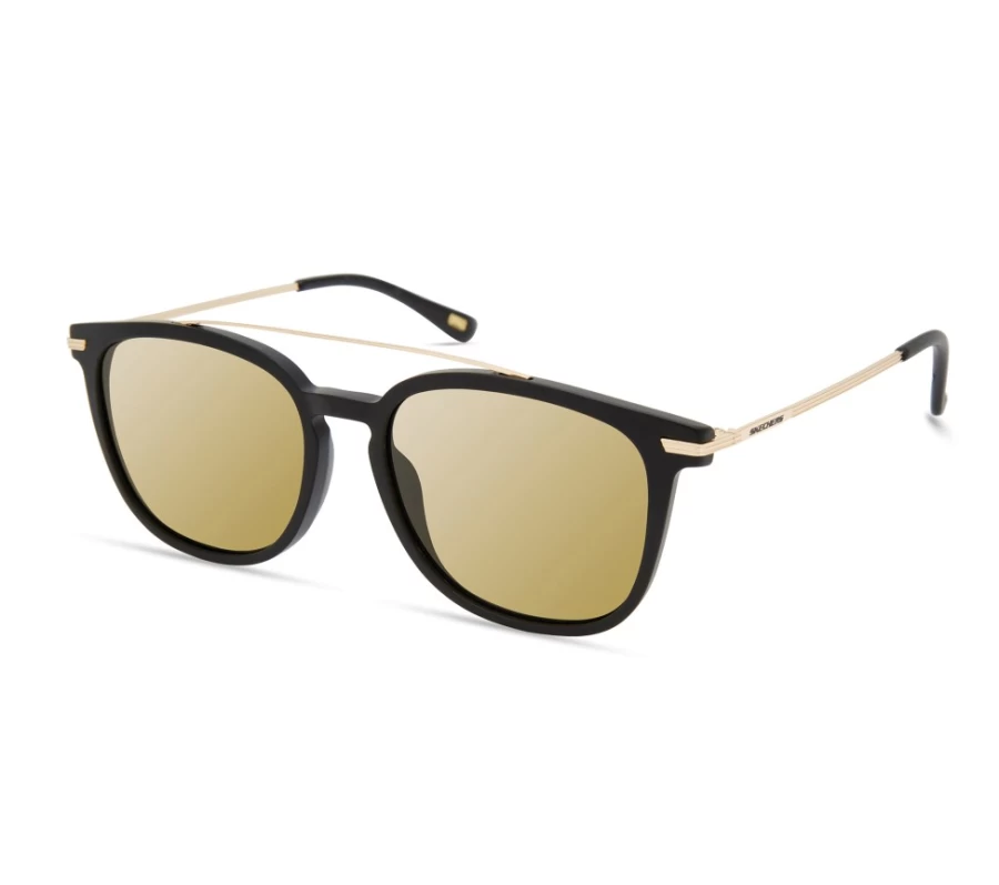 SKECHERS Men's Black Round Frame Top Bar Sunglasses for Classic Style