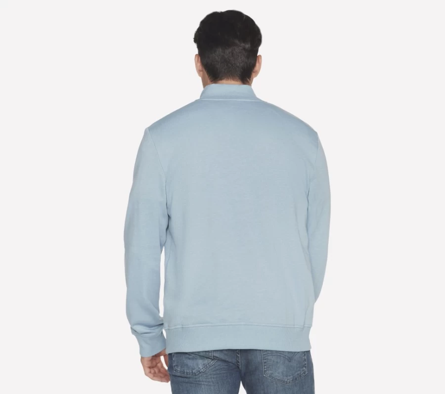 SKECHERS Men's Light Blue & White Hoodless Hoodie Go Walk Everywhere Jacket