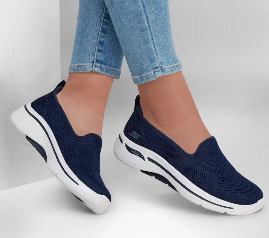 SKECHERS Women's Go Walk Arch Fit Sneakers in Navy/White - Comfortable Walking Shoes for Women