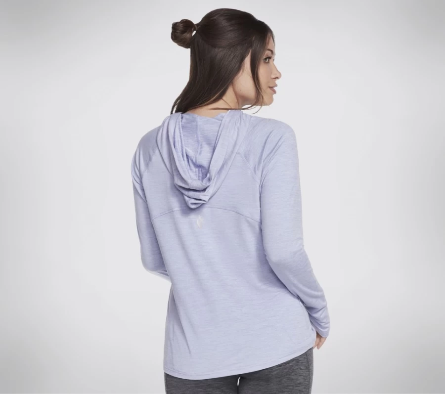 SKECHERS Women's Godri Swift Hooded Long Sleeve Sweatshirt in Lavender & Light Pink