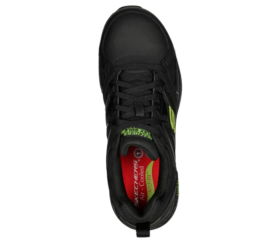 SKECHERS Men's Arch Fit Sr Sneakers in Black & Lime - Sellian Work Shoes