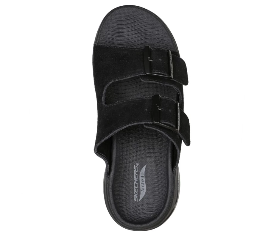 SKECHERS Women's Go Walk Arch Fit Sandal - Destined Comfortable Black Walking Shoes
