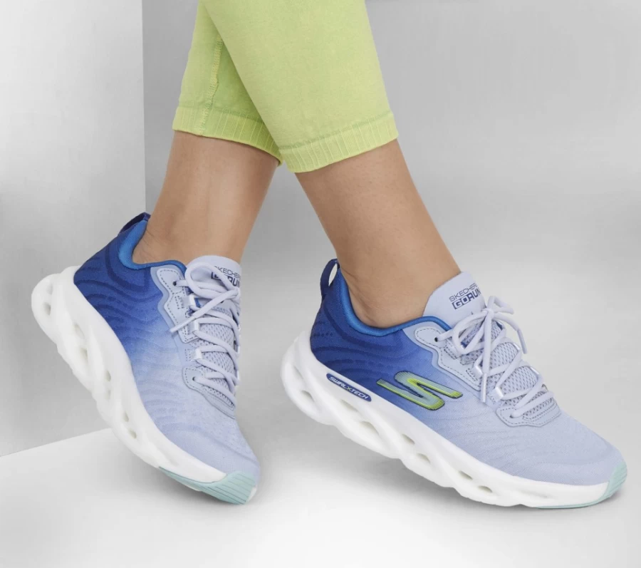 SKECHERS Women's Go Run Swirl Tech Speed - Headway Running Shoes in Blue / Light Blue