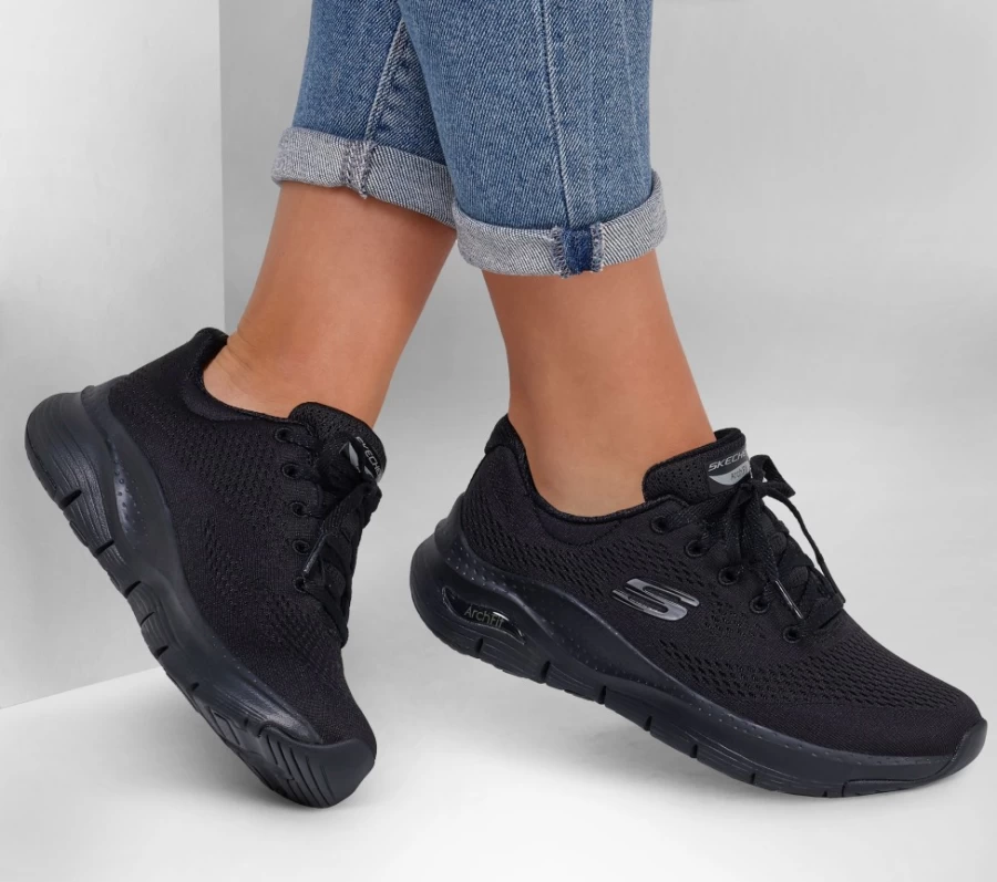 SKECHERS Women's Arch Fit Big Appeal Sneakers in Black - Comfortable Walking Shoes