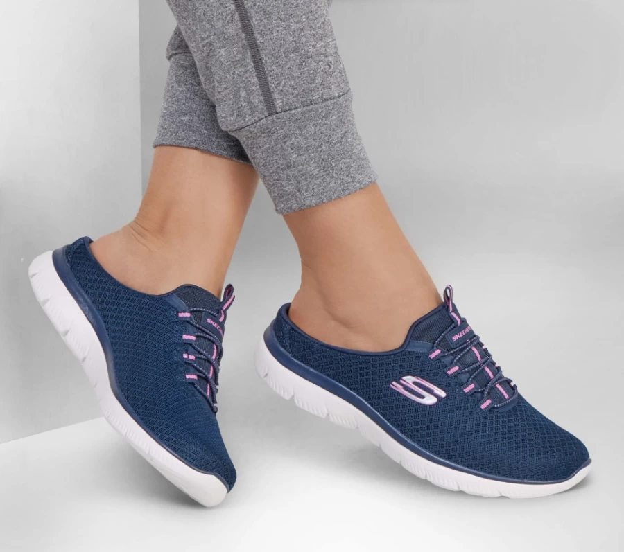 SKECHERS Women's Swift Step Sneakers in Navy & Hot Pink | Summits Collection