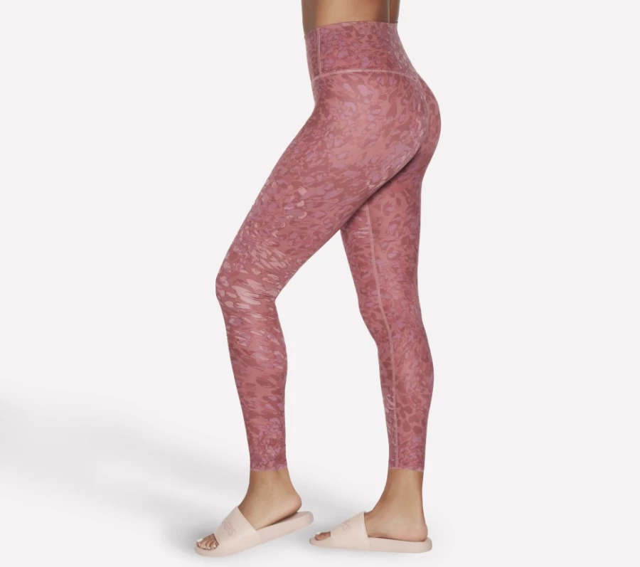 SKECHERS Women's Go Sculpt Hw Leopard Print Leggings in Mauve Purple
