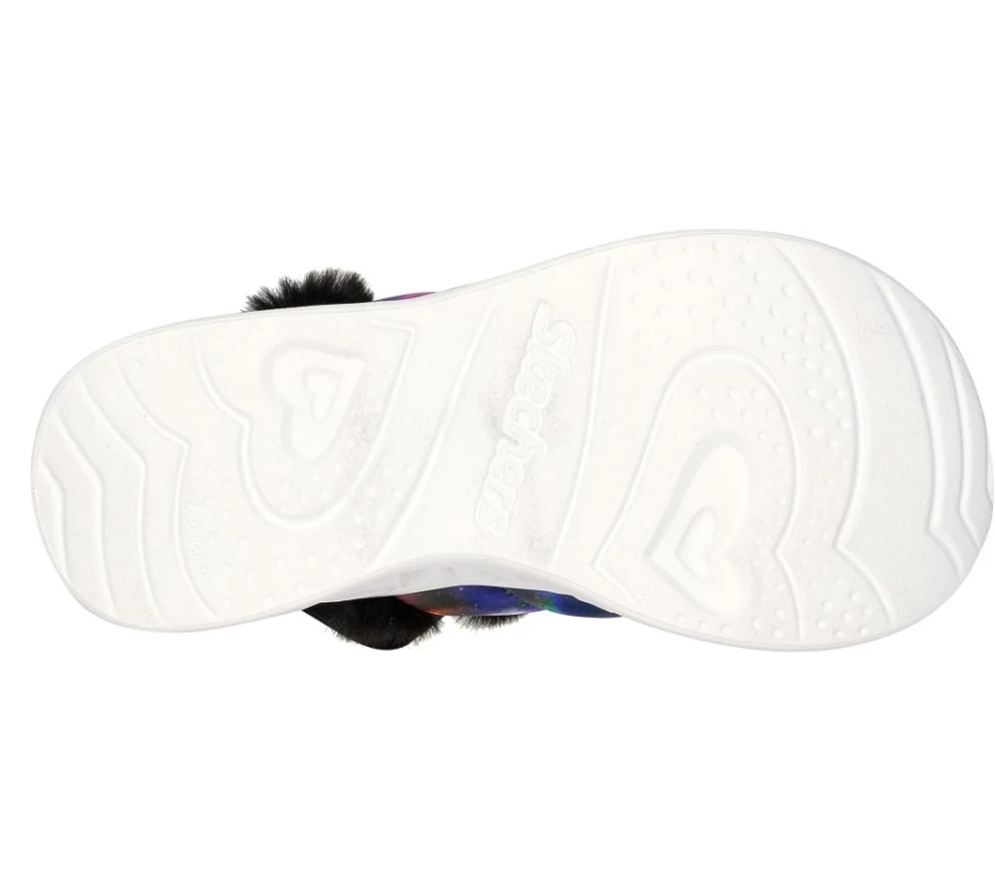 SKECHERS Kids' Cosmic Cozies Heart Lights Sandals - Black & Multi Color Light-Up Shoes for Children