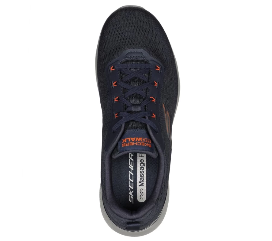 SKECHERS Men's Go Walk Massage Fit Sneakers in Navy/Orange - Comfortable Walking Shoes for Men