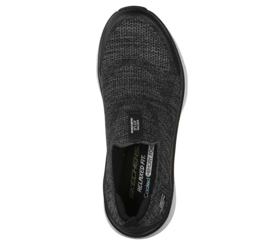 SKECHERS Men's D'Lux Walker Relaxed Fit Sneakers - Black & White Quick Upgrade Comfort Shoes