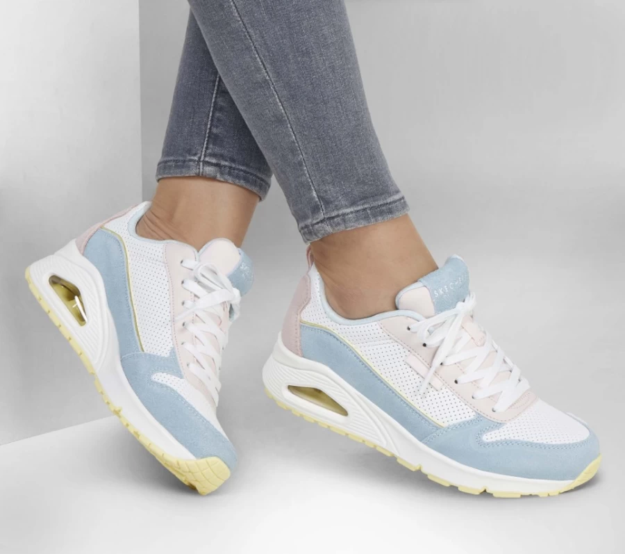SKECHERS Women's Light Blue & Pink Uno - 2 Much Fun Sneakers