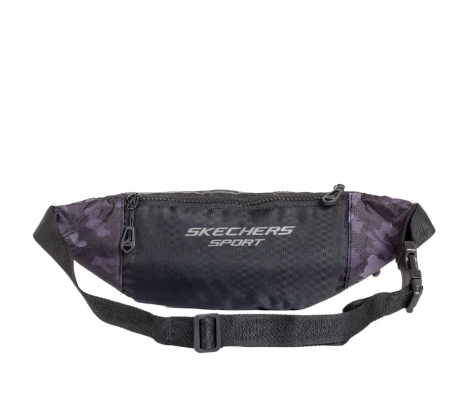 SKECHERS Men's Black & Charcoal Camo Waist Pack - Stylish Utility Belt Bag for Men