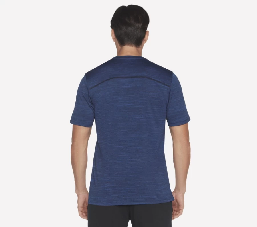 SKECHERS Men's On The Road Tee - Light Blue & Navy Casual Short Sleeve Shirt