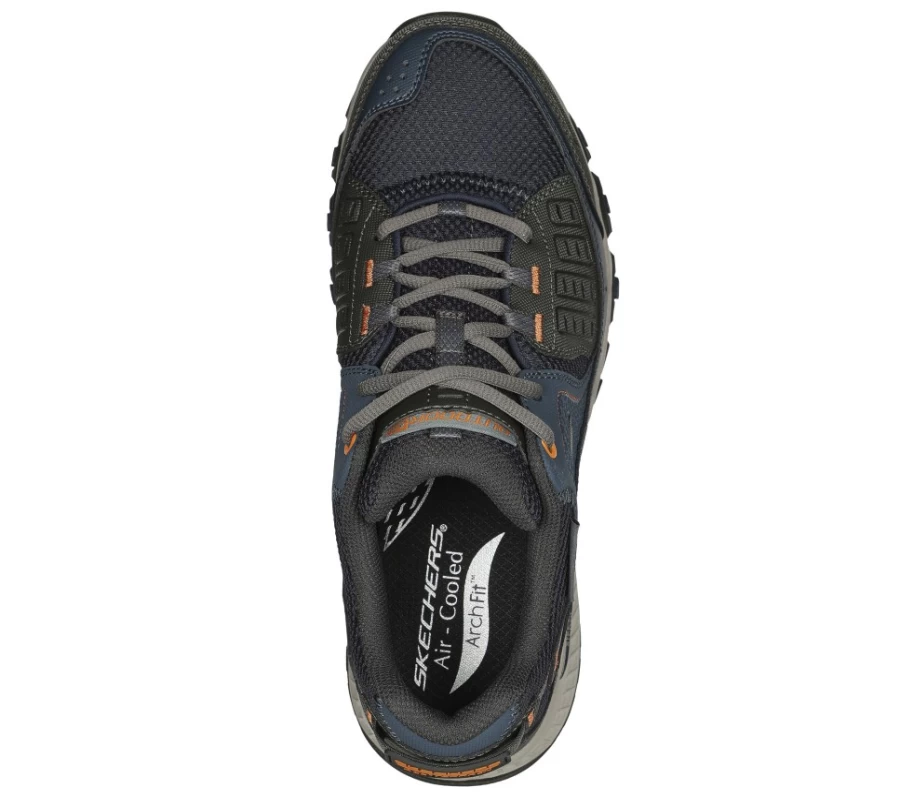 SKECHERS Men's Arch Fit Escape Plan Sneakers in Navy & Orange for Comfort & Support