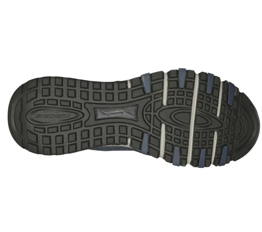 SKECHERS Men's Arch Fit Escape Plan Sneakers in Navy & Orange for Comfort & Support