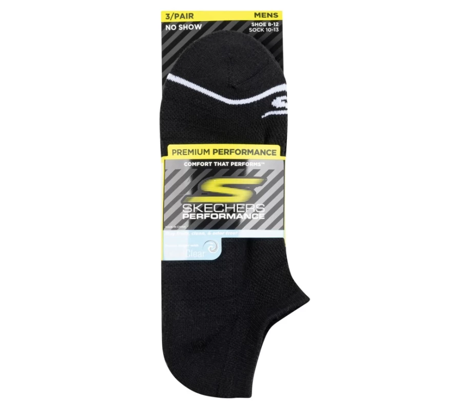 SKECHERS Men's Black No-Show Socks 3-Pack - Premium Basic Low-Cut Athletic Socks