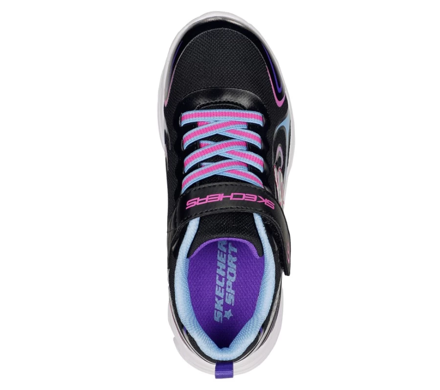 SKECHERS Kids Wavy Lites - Eureka Shine Sneakers in Black & Multi Color