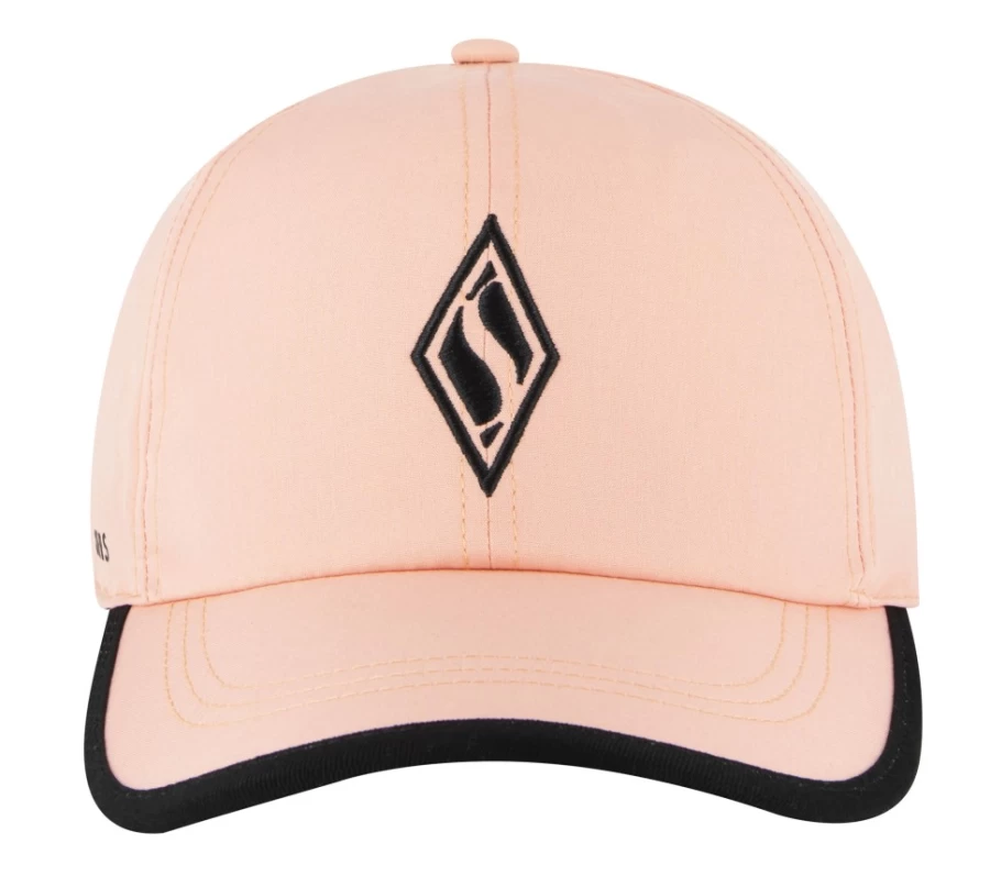 SKECHERS Women's Diamond Colorblock Hat - Orange & Light Pink Skechweave Design