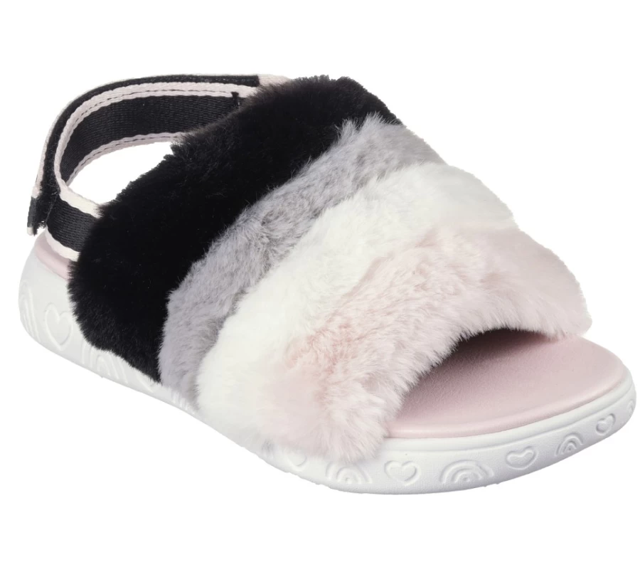 SKECHERS Kids Twinkle Toes Rainbow Shines Fluffy Magic Sneakers - Black & Pink