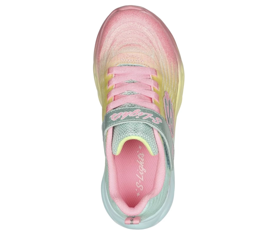SKECHERS Kids Light Pink S-Lights Twisty Brights Swirled LED Sneakers